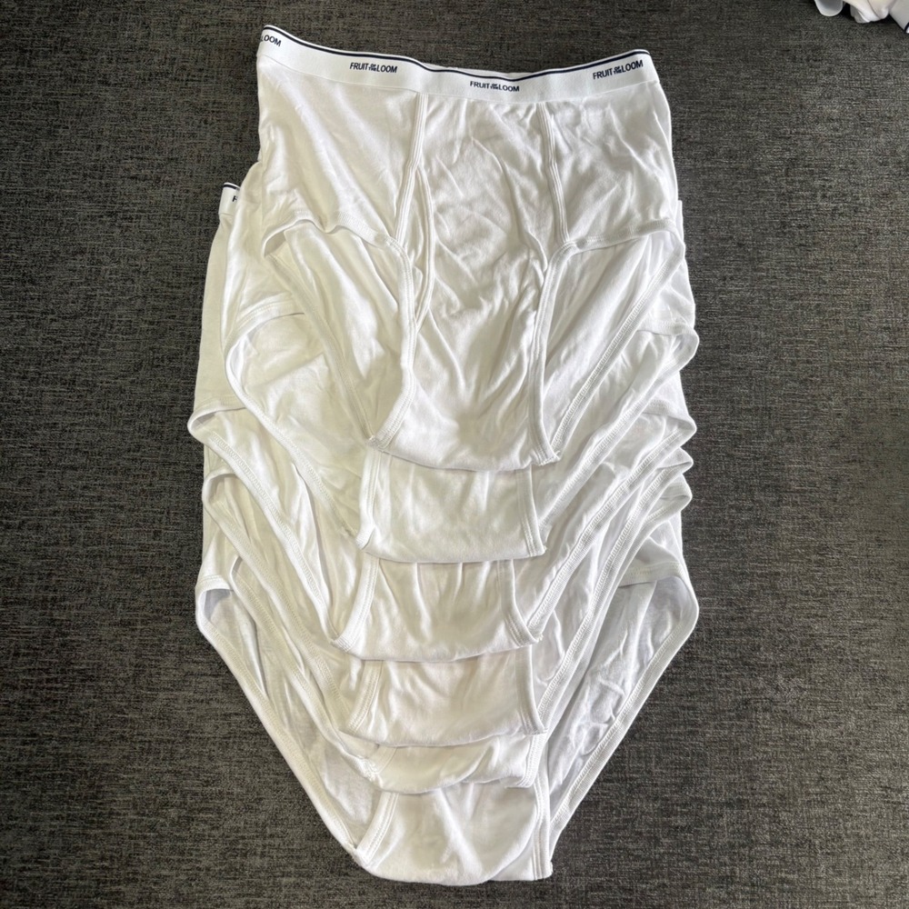 Fruit of the Loom Briefs 2XL White 100% Cotton Classic Full Coverage 6 Pack Lot